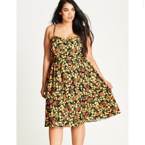 City Chic Zesty Fun Fit & Flare Citrus Print Dress